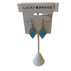 Diamond Shaped Faux Turquoise Drop Earrings